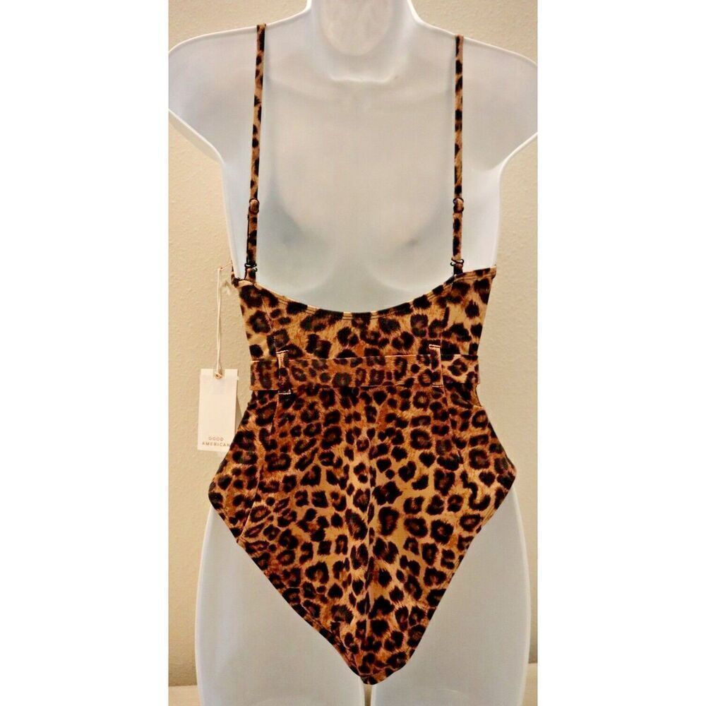 Good American GSW0020 Women's Sz 1/S Leopard Print Showoff 1-Pc Swimsuit - Picture 2 of 12